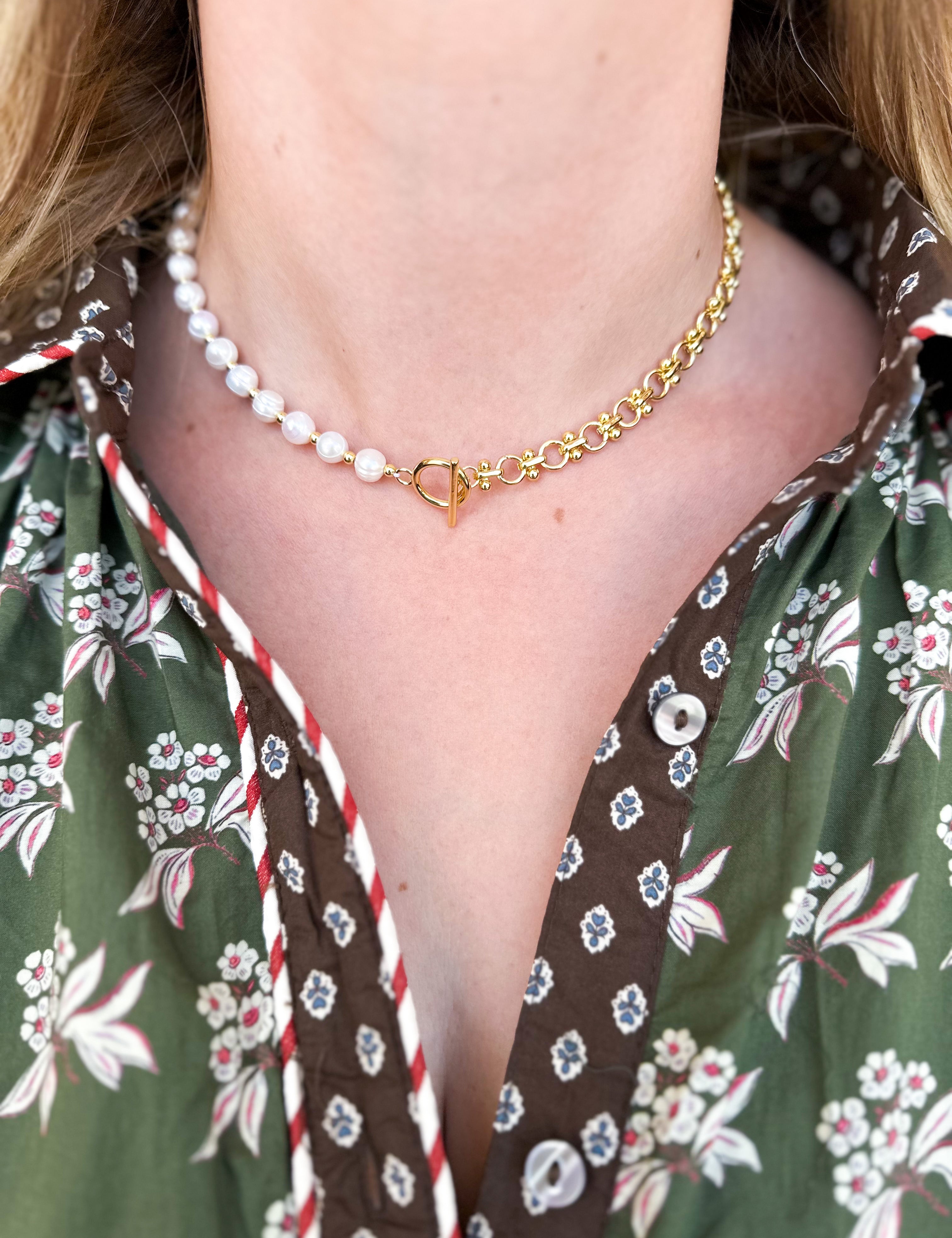 Easton Elle - Pearl & Loop Necklace-110 Jewelry & Hair-Easton Elle-July & June Women's Fashion Boutique Located in San Antonio, Texas