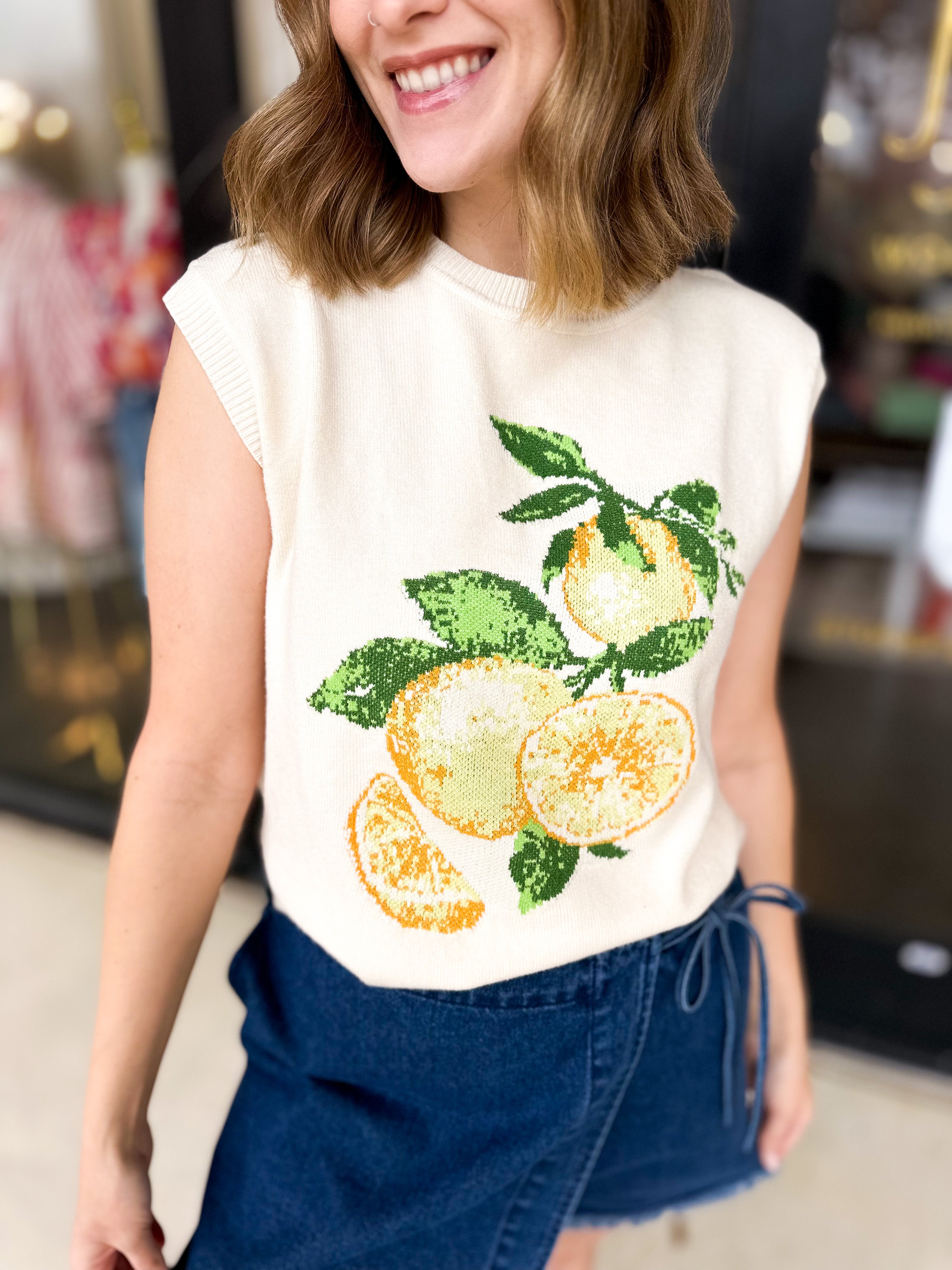 Amalfi Knit Tee-230 Sweaters/Cardis-SKIES ARE BLUE-July & June Women's Fashion Boutique Located in San Antonio, Texas