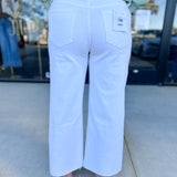 Vervet - High Rise Cropped Wide Leg White Jeans-400 Pants-VEVERT BY FLYING MONKEY-July & June Women's Fashion Boutique Located in San Antonio, Texas