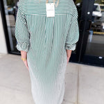 Button Down Casual Midi Dress - Hunter Green-500 Midi-ENTRO-July & June Women's Fashion Boutique Located in San Antonio, Texas