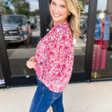 Mary Square - Brianna Pink Blouse-200 Fashion Blouses-MARY SQUARE-July & June Women's Fashion Boutique Located in San Antonio, Texas