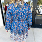 Deep Blue Harvest Mini Dress-510 Mini-FATE-July & June Women's Fashion Boutique Located in San Antonio, Texas
