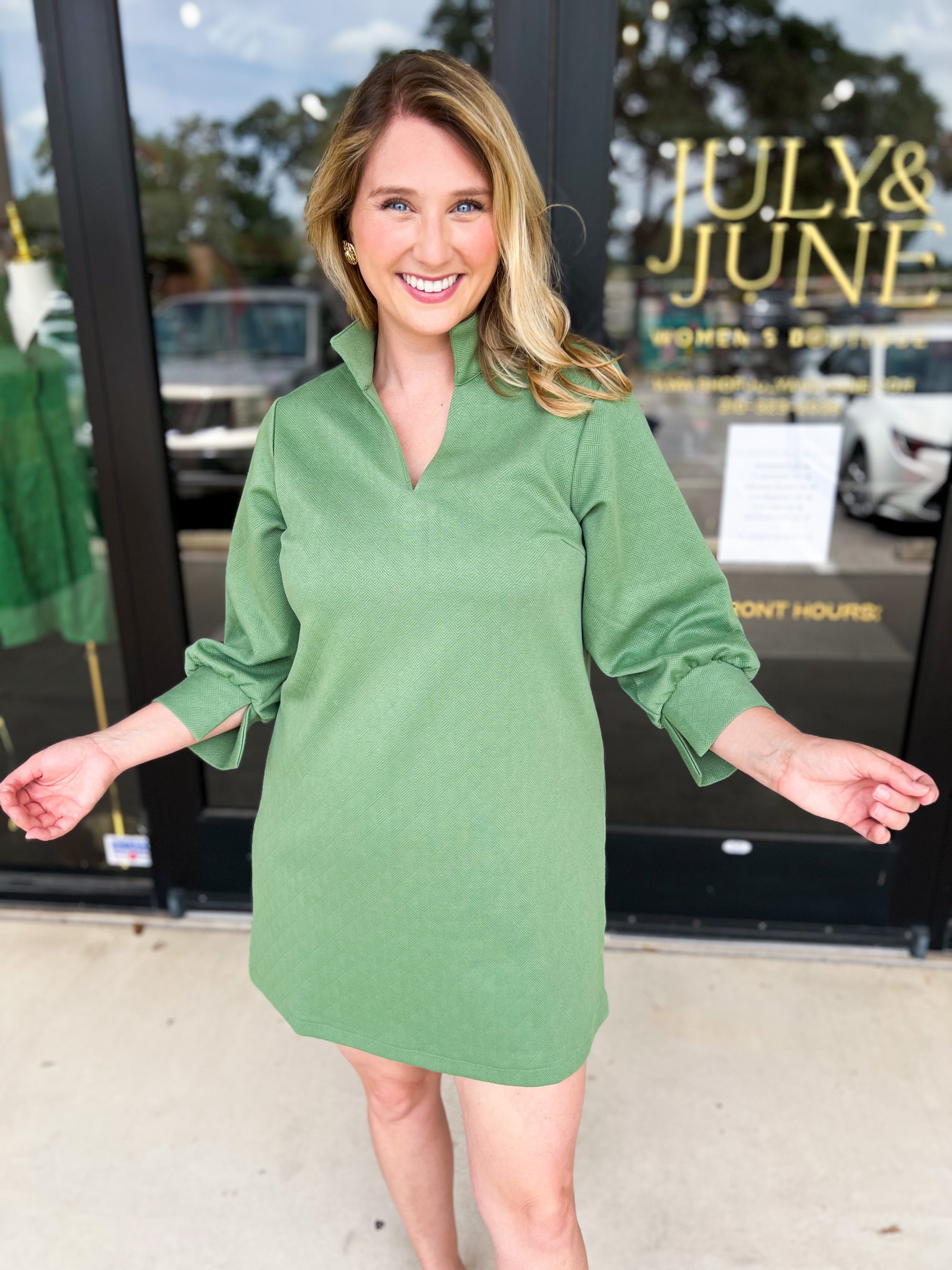 Mary Square - Hadley Mini Dress - Green-510 Mini-MARY SQUARE-July & June Women's Fashion Boutique Located in San Antonio, Texas