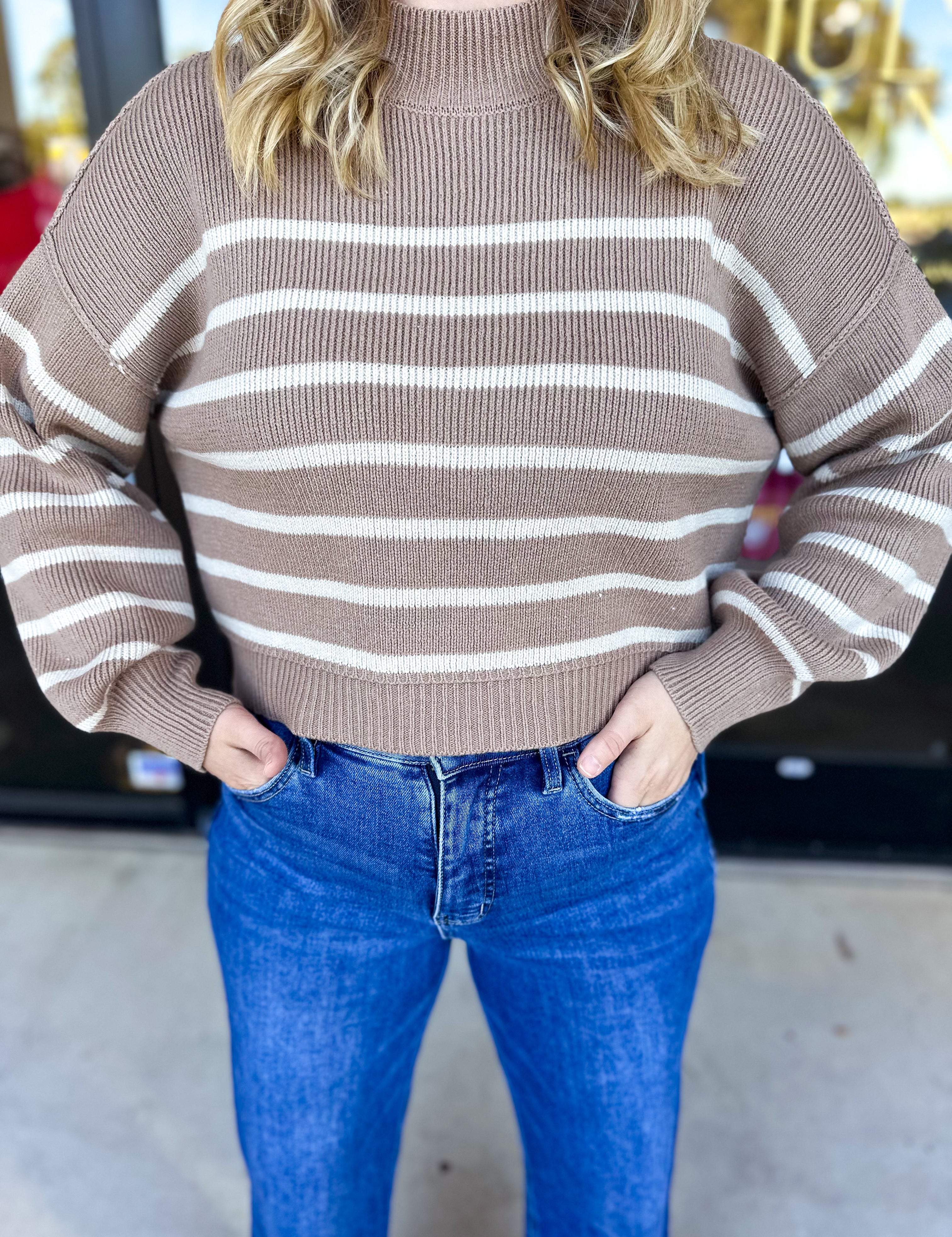 Pink Friday Doorbuster - Mock Neck Sweater Top - Coco - IN STORE-PINK FRIDAY DOORBUSTERS-BLU PEPPER-July & June Women's Fashion Boutique Located in San Antonio, Texas