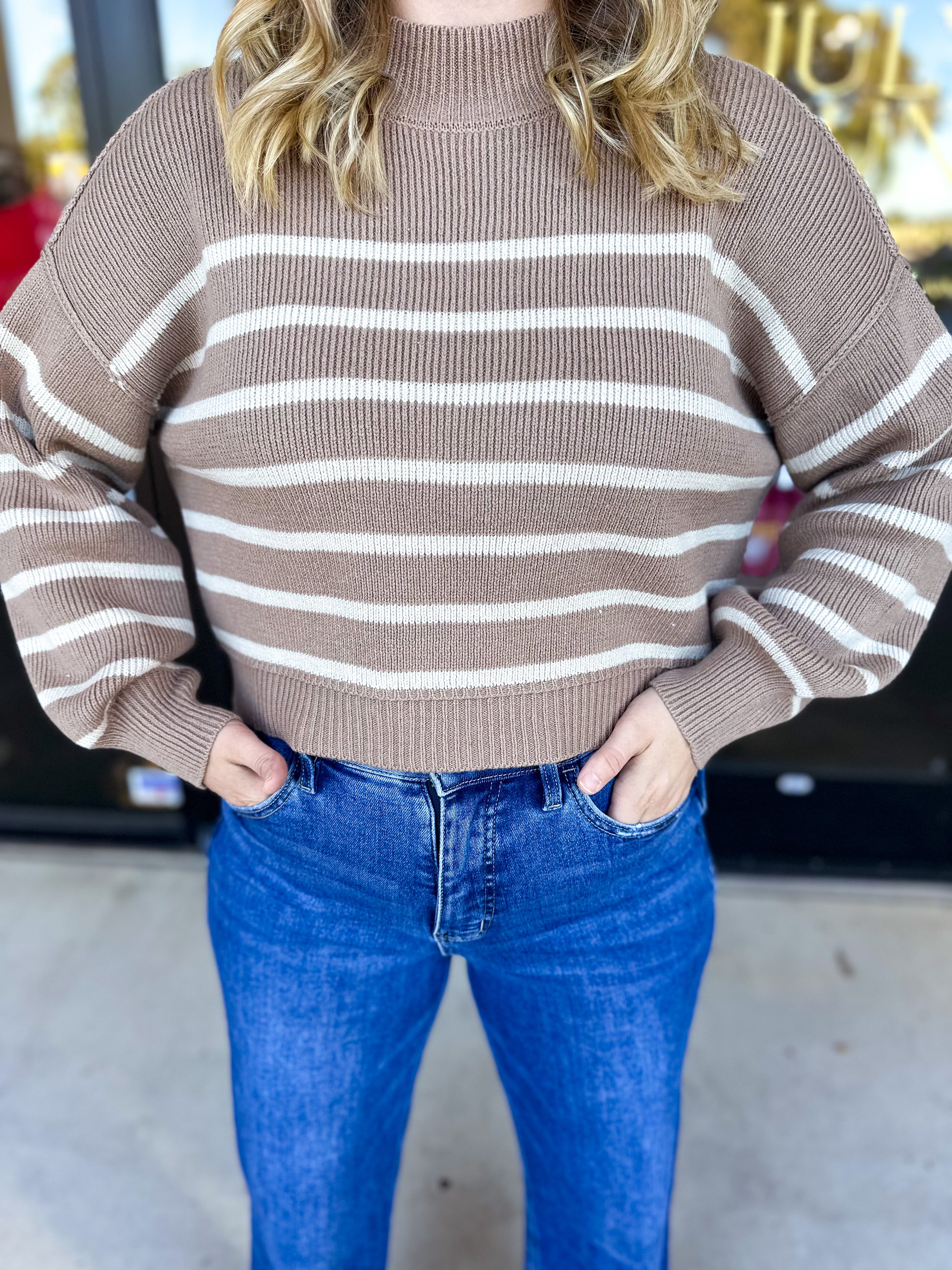 Pink Friday Doorbuster - Mock Neck Sweater Top - Coco - IN STORE-PINK FRIDAY DOORBUSTERS-BLU PEPPER-July & June Women's Fashion Boutique Located in San Antonio, Texas