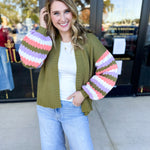 Mary Square - Pippa Green Cardigan-230 Sweaters/Cardis-MARY SQUARE-July & June Women's Fashion Boutique Located in San Antonio, Texas