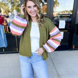 Mary Square - Pippa Green Cardigan-230 Sweaters/Cardis-MARY SQUARE-July & June Women's Fashion Boutique Located in San Antonio, Texas