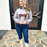 THML - Grey Horse Sweater-230 Sweaters/Cardis-THML-July & June Women's Fashion Boutique Located in San Antonio, Texas