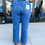 Vervet - Mid Rise Medium Wash Ankle Straight Leg Jean-400 Pants-VEVERT BY FLYING MONKEY-July & June Women's Fashion Boutique Located in San Antonio, Texas