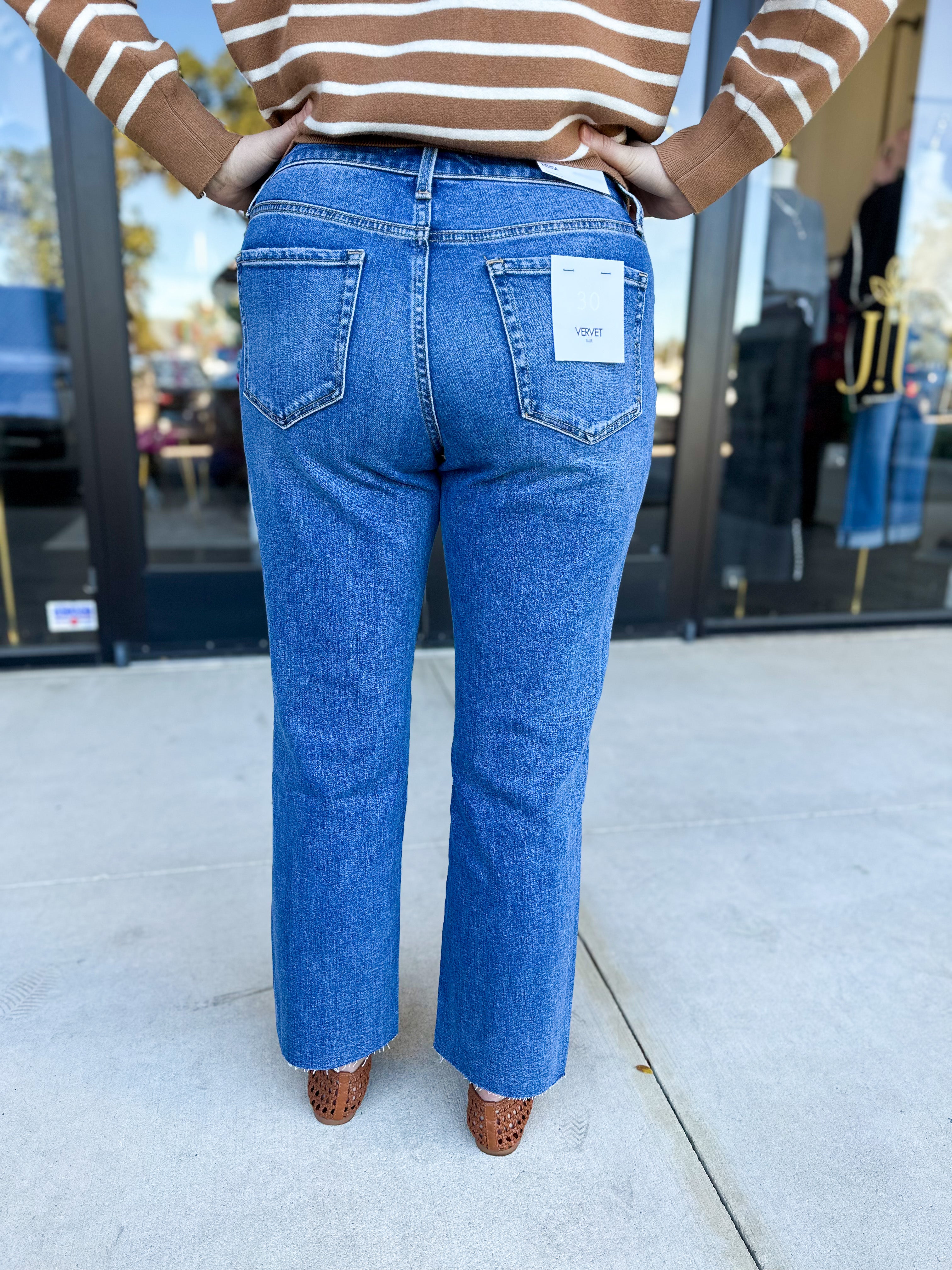 Vervet - Mid Rise Medium Wash Ankle Straight Leg Jean-400 Pants-VEVERT BY FLYING MONKEY-July & June Women's Fashion Boutique Located in San Antonio, Texas