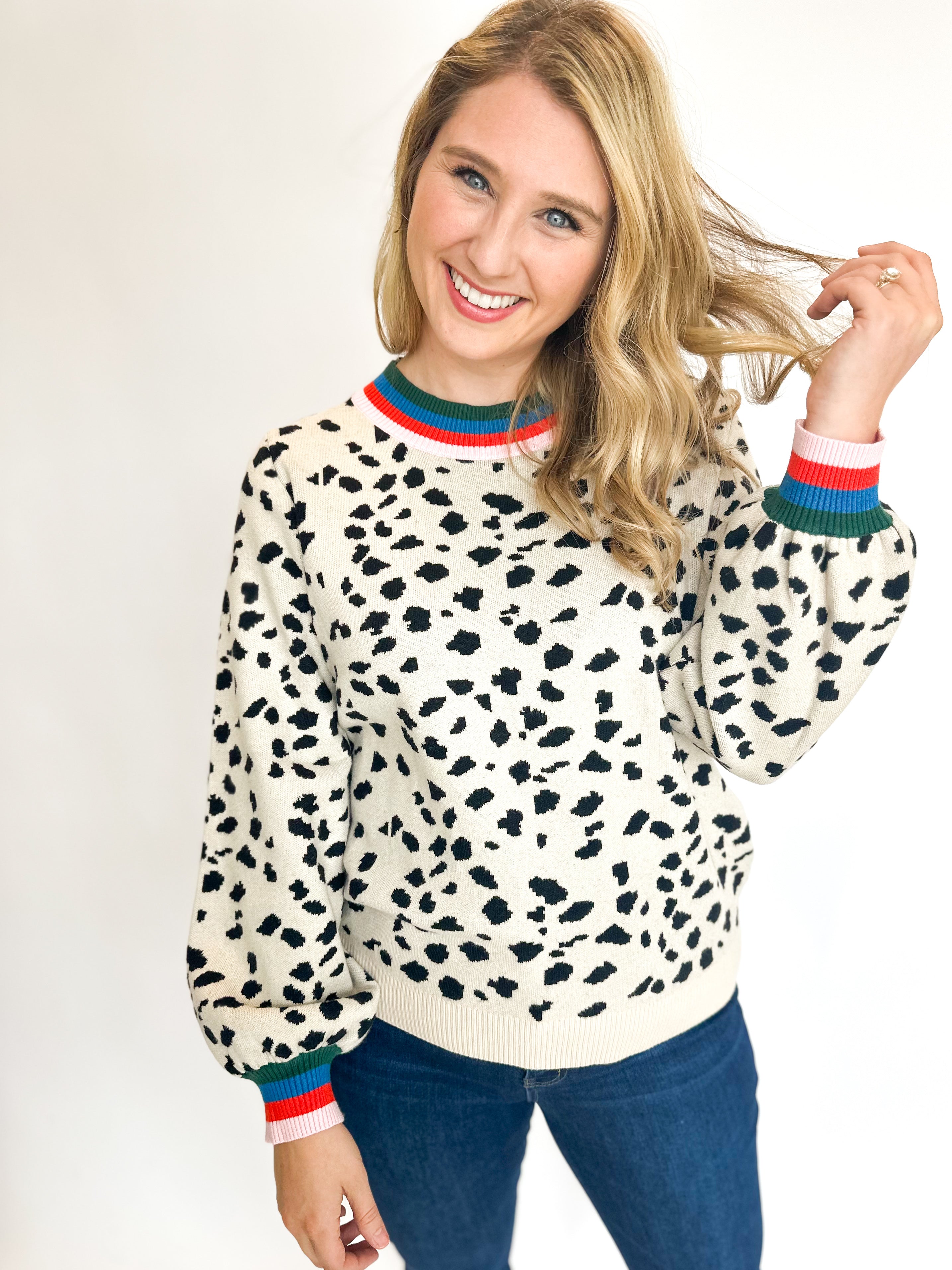 Modern Leopard Contrast Sweater Top-230 Sweaters/Cardis-FATE-July & June Women's Fashion Boutique Located in San Antonio, Texas