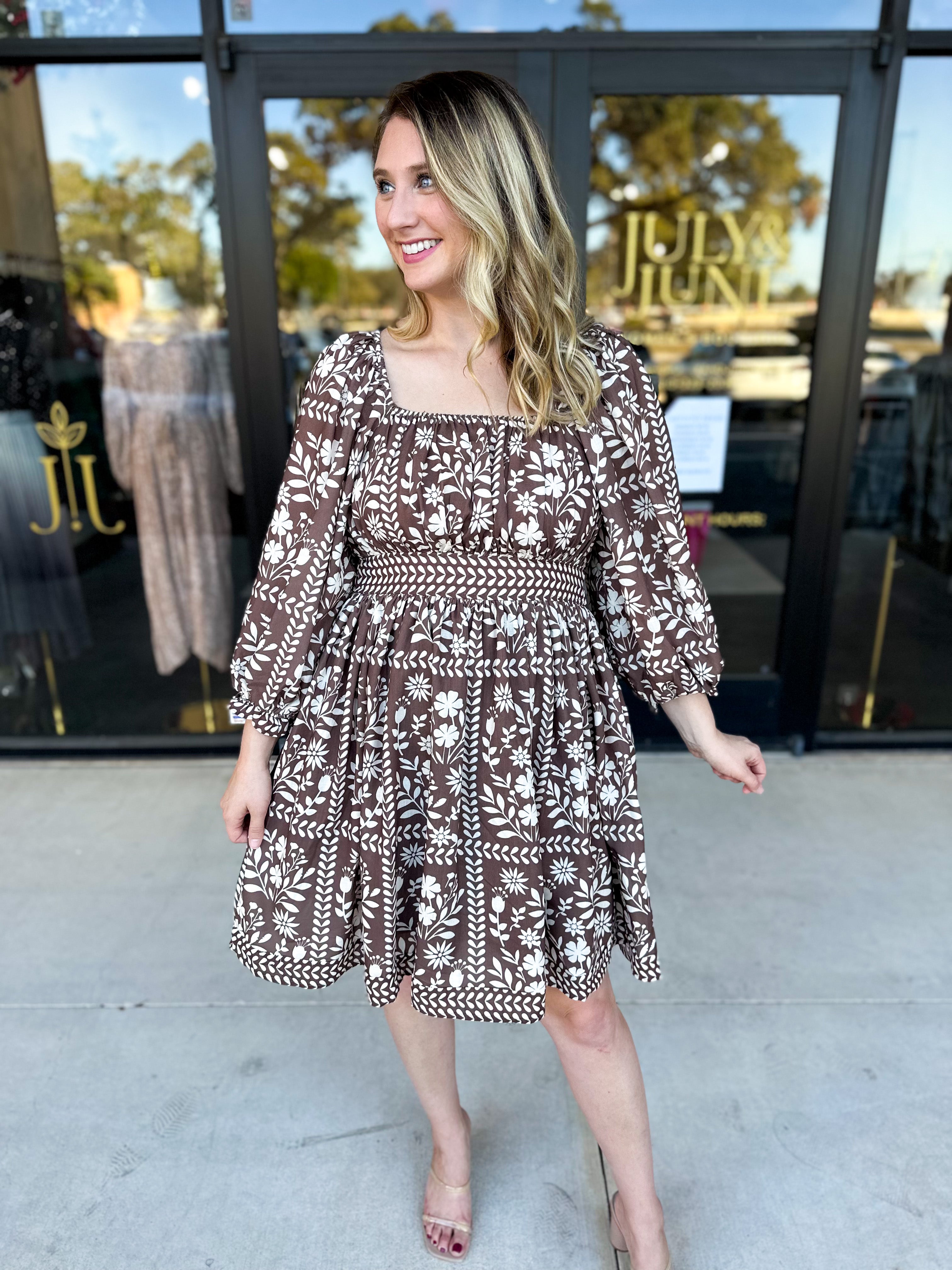 The Wrenlee Mini Dress - Chocolate Brown-510 Mini-POLOGRAM-July & June Women's Fashion Boutique Located in San Antonio, Texas