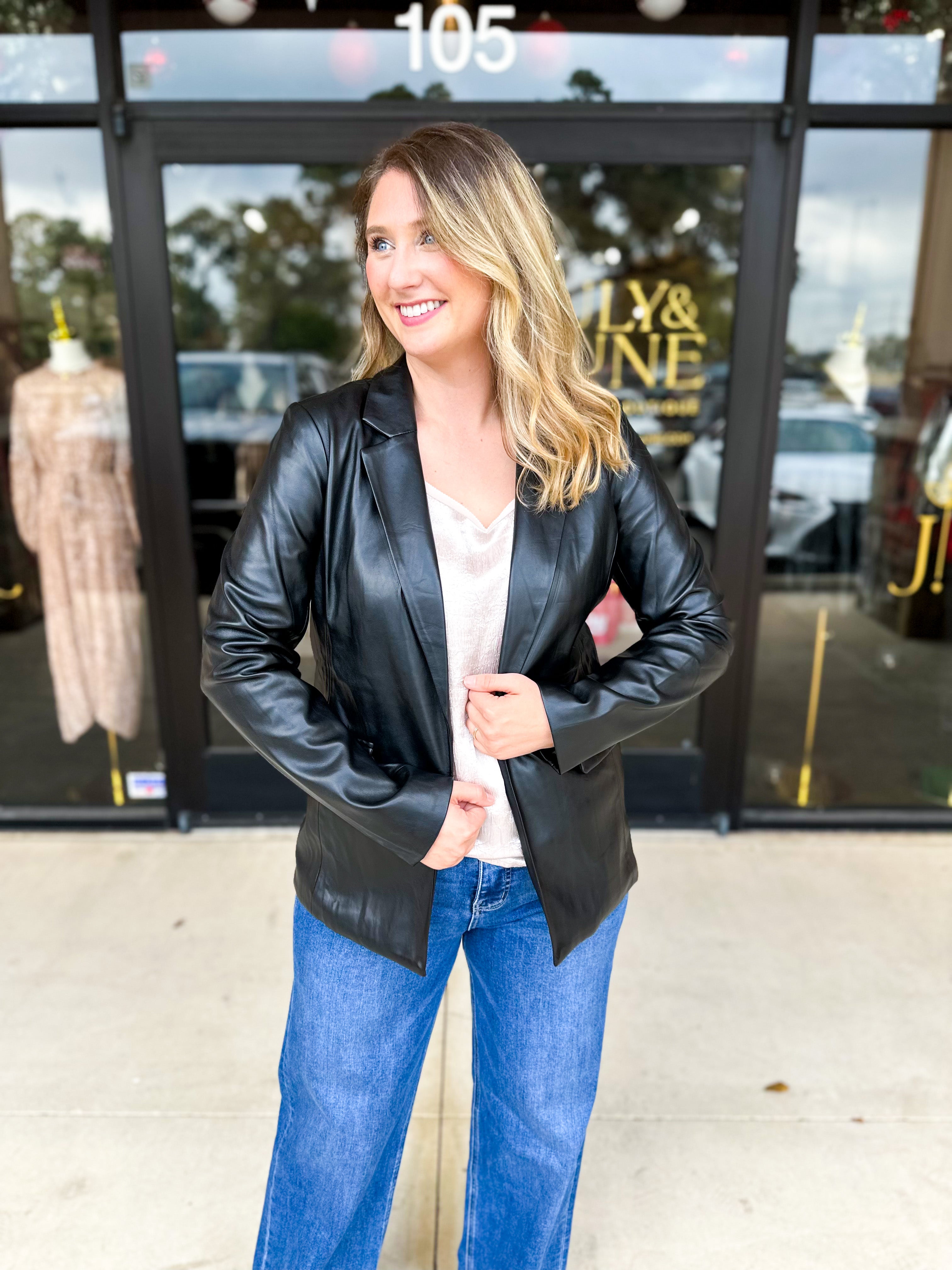 The Girlfriend Blazer-600 Outerwear-SKIES ARE BLUE-July & June Women's Fashion Boutique Located in San Antonio, Texas