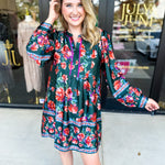 Jewel Tones Floral Mini Dress-510 Mini-FATE-July & June Women's Fashion Boutique Located in San Antonio, Texas