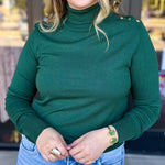 Classic Turtleneck Sweater Top - Hunter Green-230 Sweaters/Cardis-SKIES ARE BLUE-July & June Women's Fashion Boutique Located in San Antonio, Texas