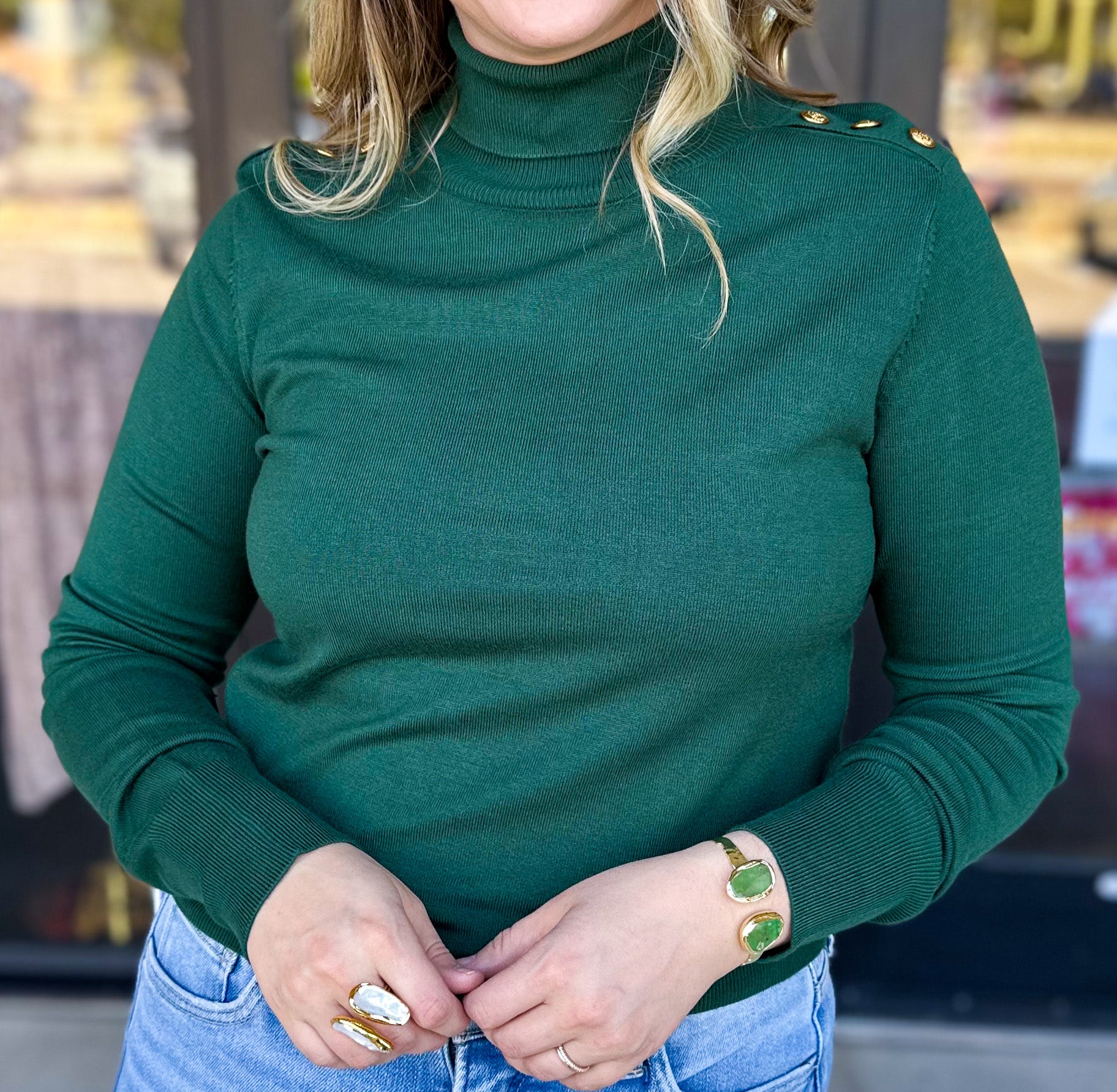 Classic Turtleneck Sweater Top - Hunter Green-230 Sweaters/Cardis-SKIES ARE BLUE-July & June Women's Fashion Boutique Located in San Antonio, Texas