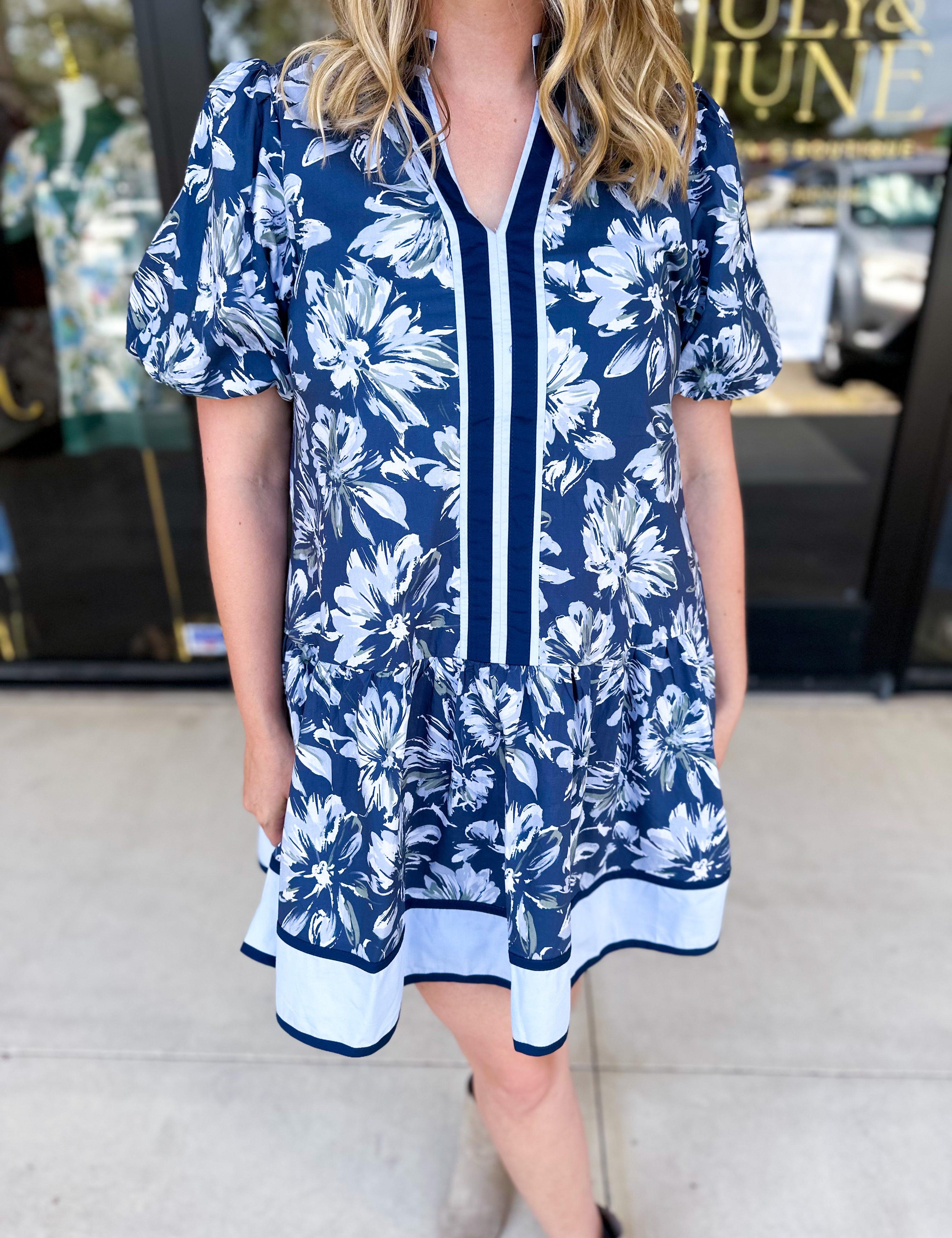 The Layla Mini Dress - Navy-510 Mini-ENTRO-July & June Women's Fashion Boutique Located in San Antonio, Texas