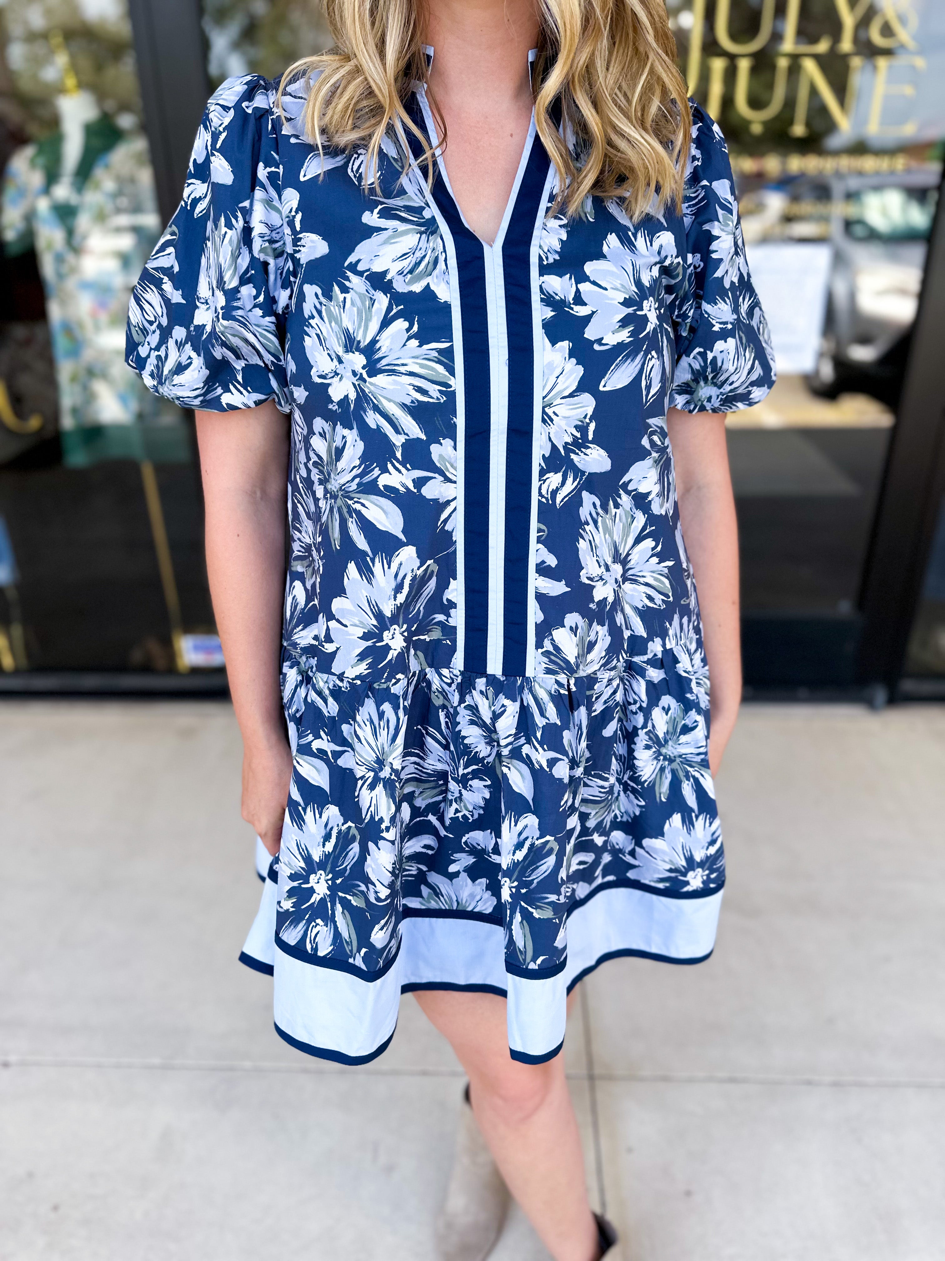The Layla Mini Dress - Navy-510 Mini-ENTRO-July & June Women's Fashion Boutique Located in San Antonio, Texas