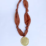 Scarf Necklace - Rust Gold Circle-110 Jewelry & Hair-HART DESIGNS-July & June Women's Fashion Boutique Located in San Antonio, Texas
