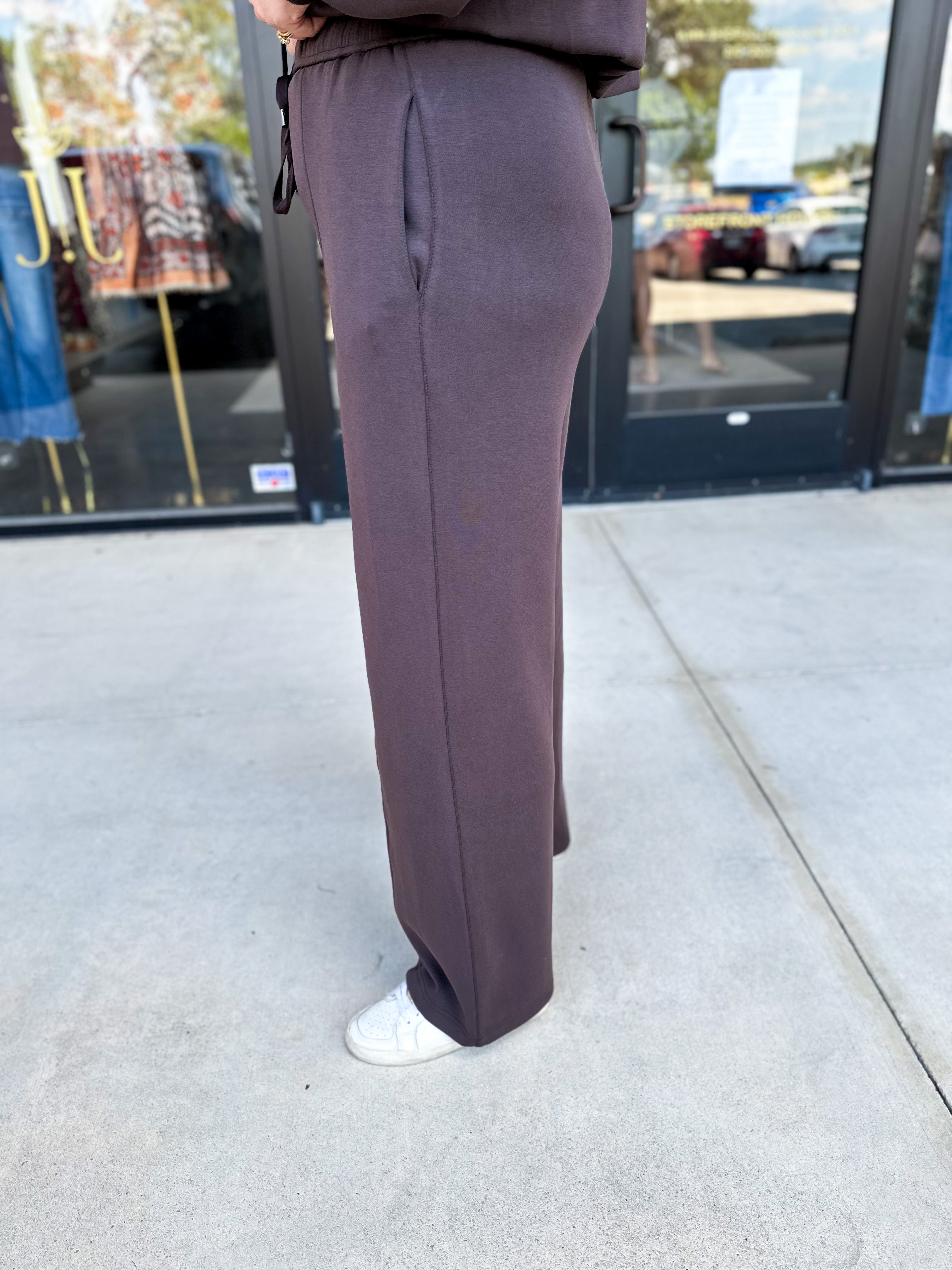 Soft Modal Lounge Pants - Chocolate-300 Athleisure/Lounge-SKIES ARE BLUE-July & June Women's Fashion Boutique Located in San Antonio, Texas