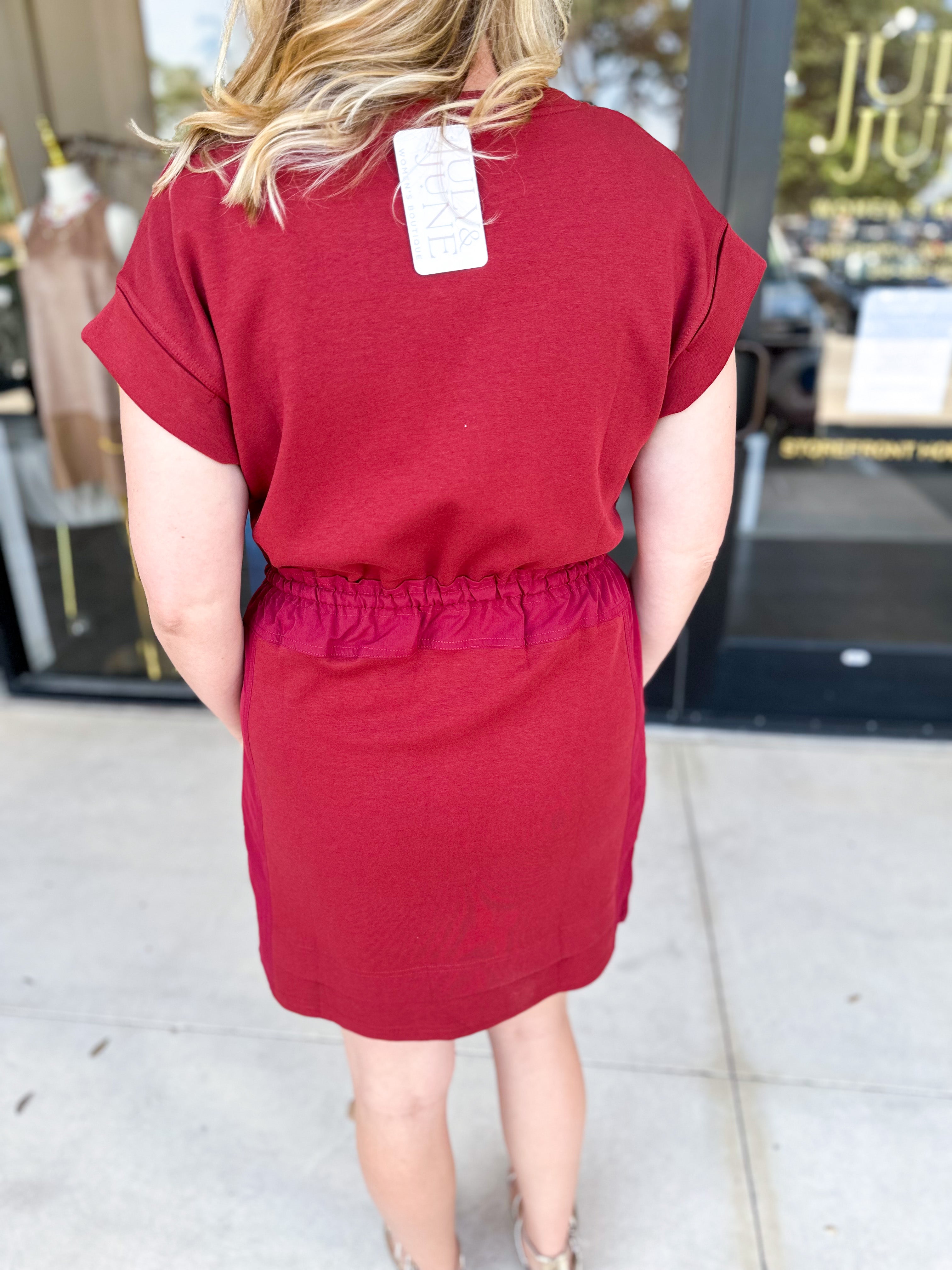 The Everyday Active Mini Dress - Burgundy-510 Mini-JODIFL-July & June Women's Fashion Boutique Located in San Antonio, Texas