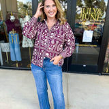 The Wrenlee Blouse - Wine-200 Fashion Blouses-POLOGRAM-July & June Women's Fashion Boutique Located in San Antonio, Texas