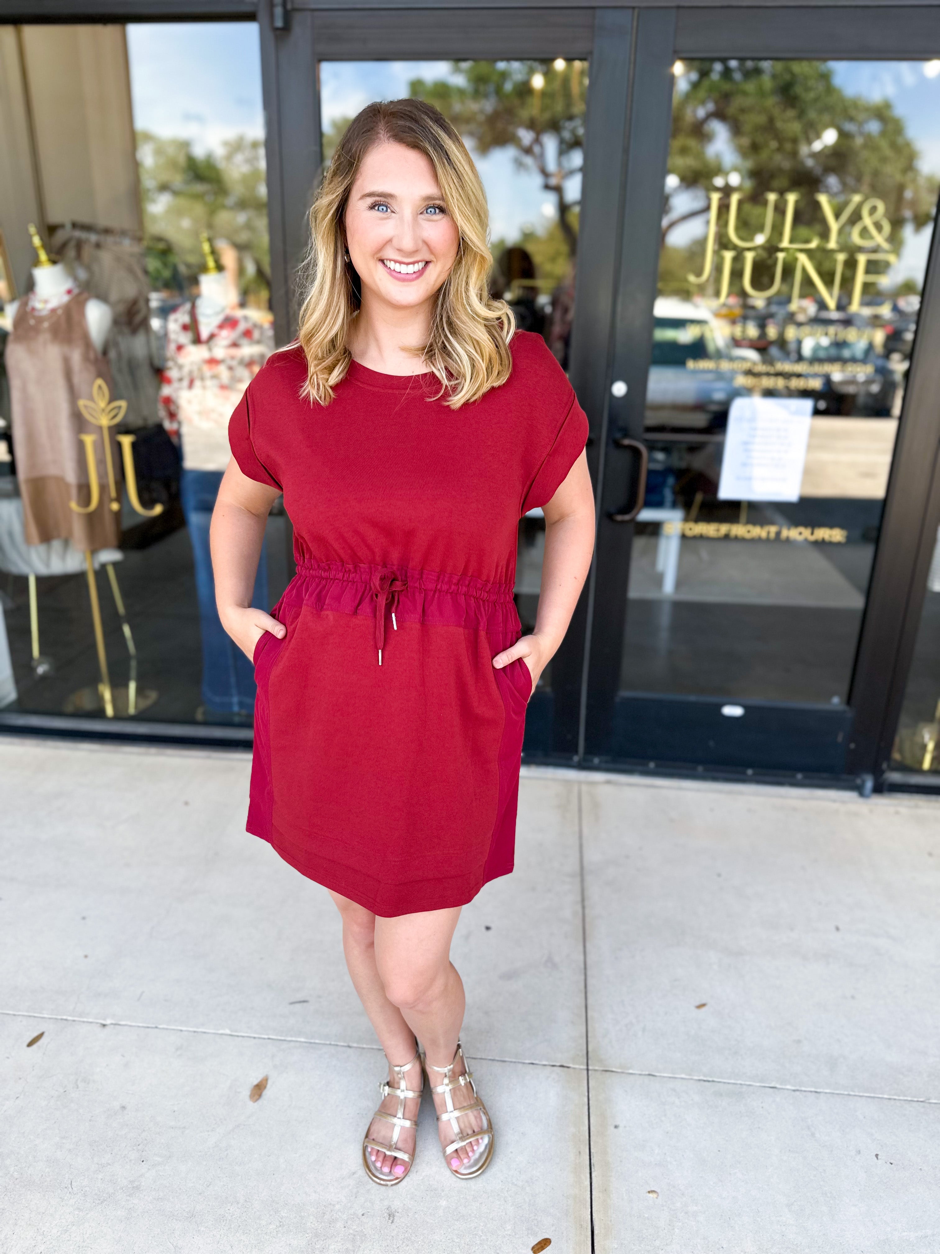 The Everyday Active Mini Dress - Burgundy-510 Mini-JODIFL-July & June Women's Fashion Boutique Located in San Antonio, Texas