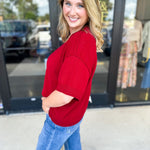 The Ella Knit Sweater Top - Burgundy-230 Sweaters/Cardis-JODIFL-July & June Women's Fashion Boutique Located in San Antonio, Texas