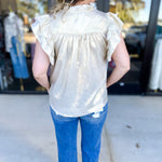 THML - Gold Shimmer Blouse-200 Fashion Blouses-THML-July & June Women's Fashion Boutique Located in San Antonio, Texas