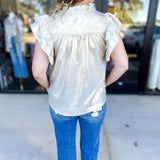 THML - Gold Shimmer Blouse-200 Fashion Blouses-THML-July & June Women's Fashion Boutique Located in San Antonio, Texas