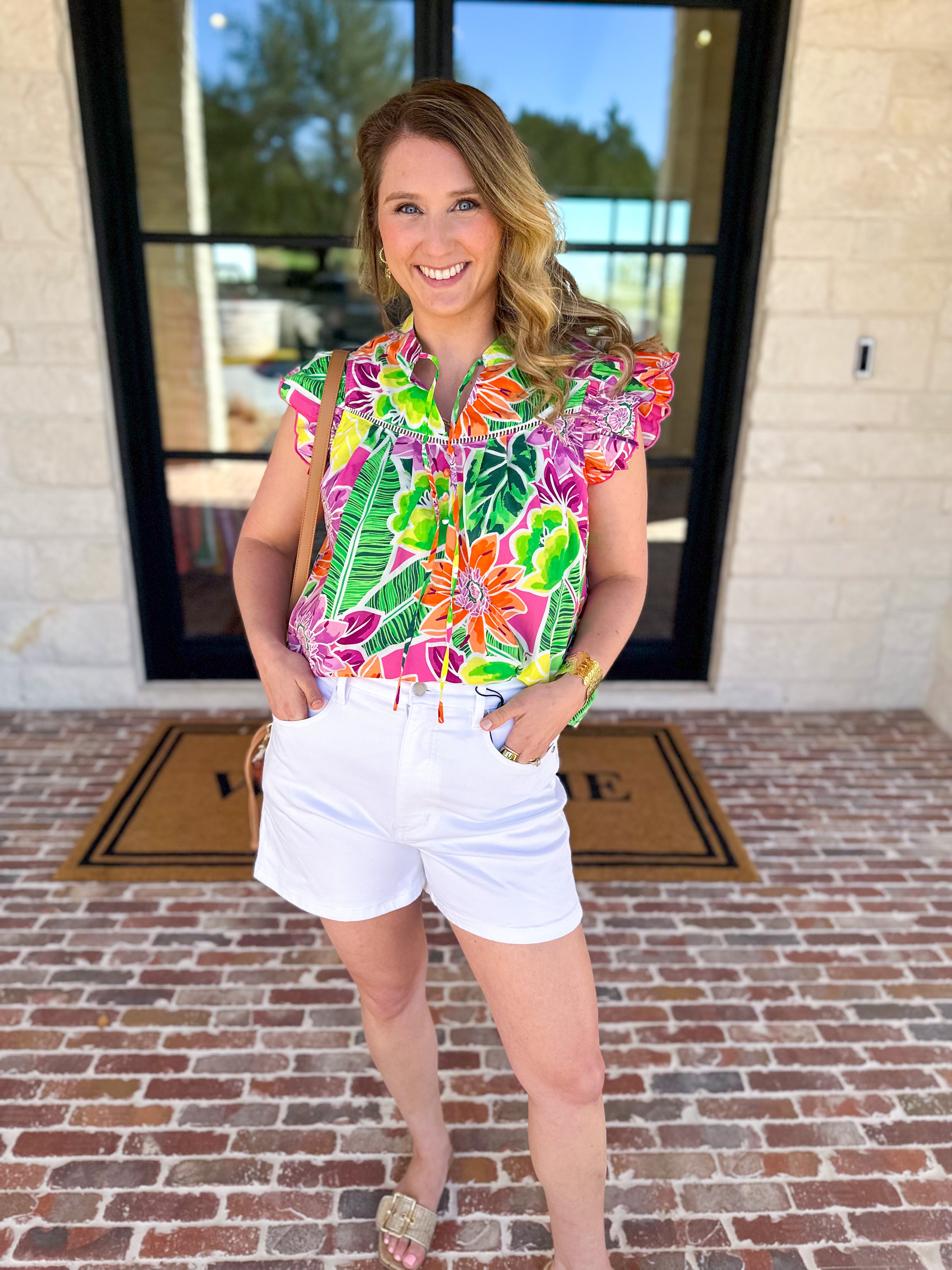 Take Me To The Tropics Blouse-200 Fashion Blouses-FATE-July & June Women's Fashion Boutique Located in San Antonio, Texas