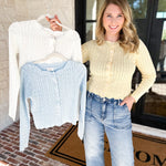 Pointelle Cardigan - Butter Yellow-230 Sweaters/Cardis-ALLIE ROSE-July & June Women's Fashion Boutique Located in San Antonio, Texas