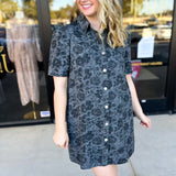 The Rosie Denim Mini Dress - Charcoal-510 Mini-ENTRO-July & June Women's Fashion Boutique Located in San Antonio, Texas