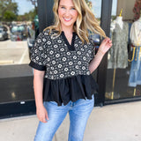 The Fall Peplum Top - Black-200 Fashion Blouses-ENTRO-July & June Women's Fashion Boutique Located in San Antonio, Texas