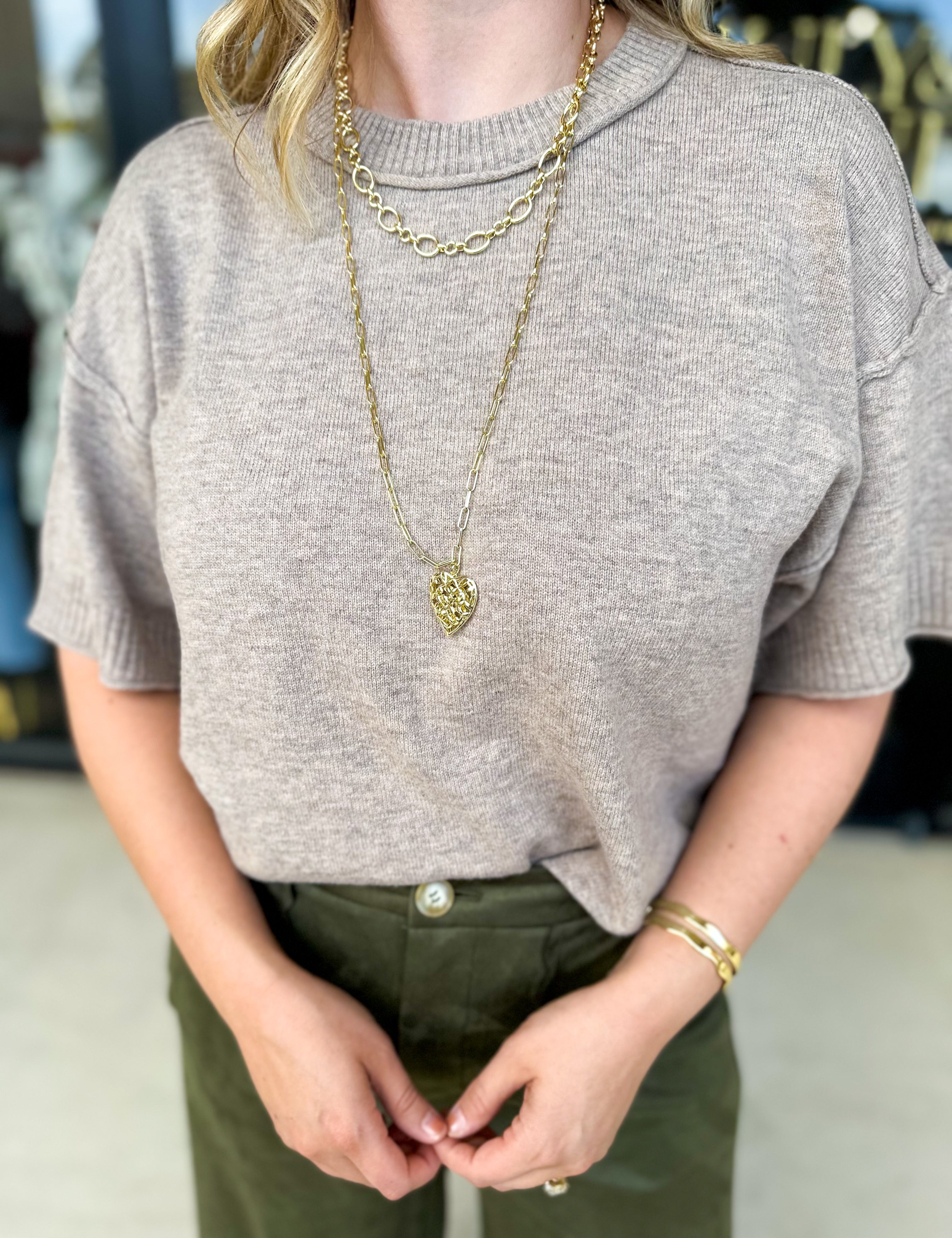 Natalie Wood - Believer Heart Necklace in Gold - RESTOCK-110 Jewelry & Hair-Natalie Wood-July & June Women's Fashion Boutique Located in San Antonio, Texas