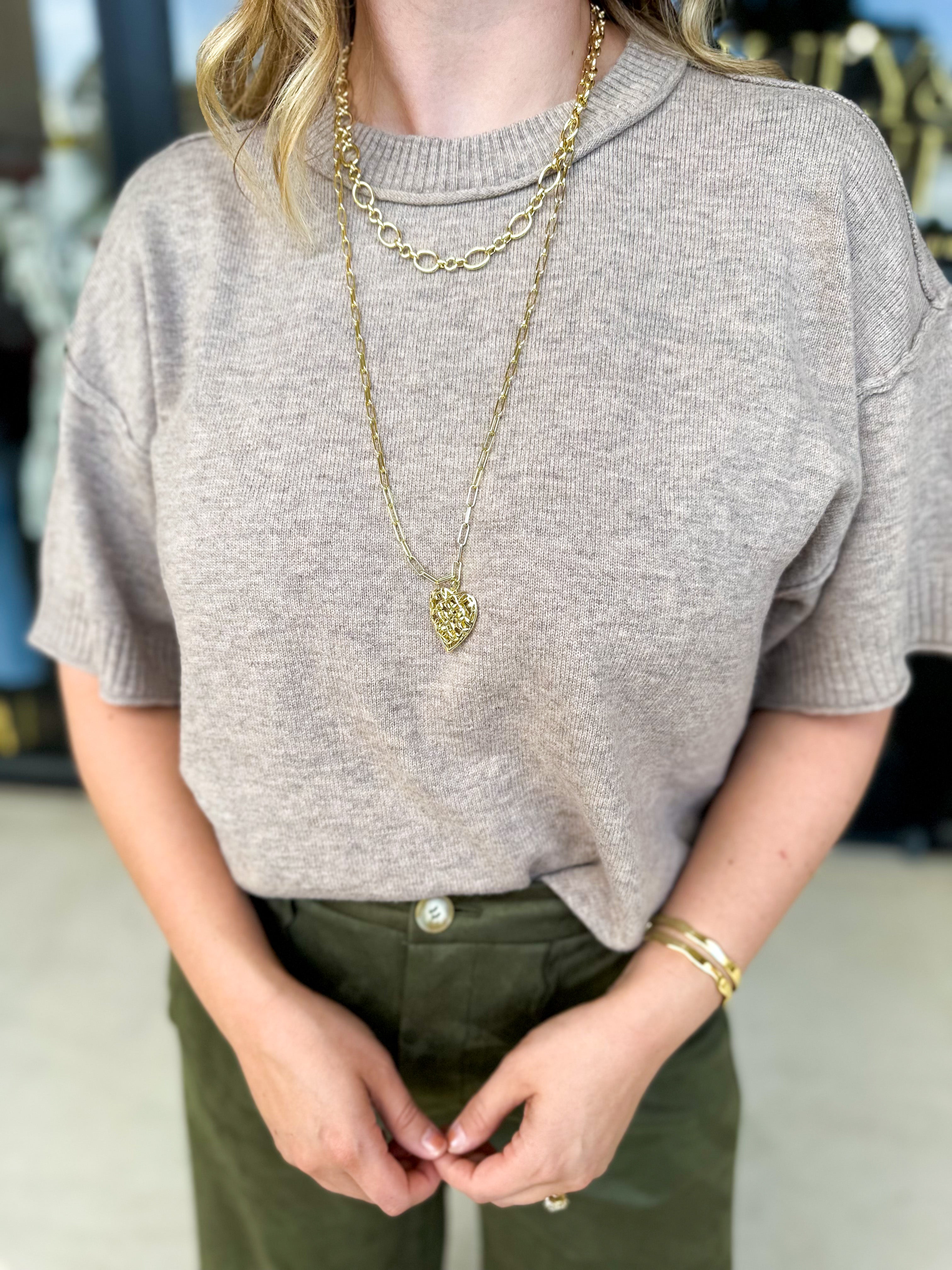 Natalie Wood - Believer Heart Necklace in Gold - RESTOCK-110 Jewelry & Hair-Natalie Wood-July & June Women's Fashion Boutique Located in San Antonio, Texas
