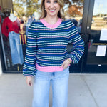 Mary Square - Annabelle Sweater - Teal-230 Sweaters/Cardis-MARY SQUARE-July & June Women's Fashion Boutique Located in San Antonio, Texas