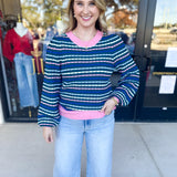 Mary Square - Annabelle Sweater - Teal-230 Sweaters/Cardis-MARY SQUARE-July & June Women's Fashion Boutique Located in San Antonio, Texas