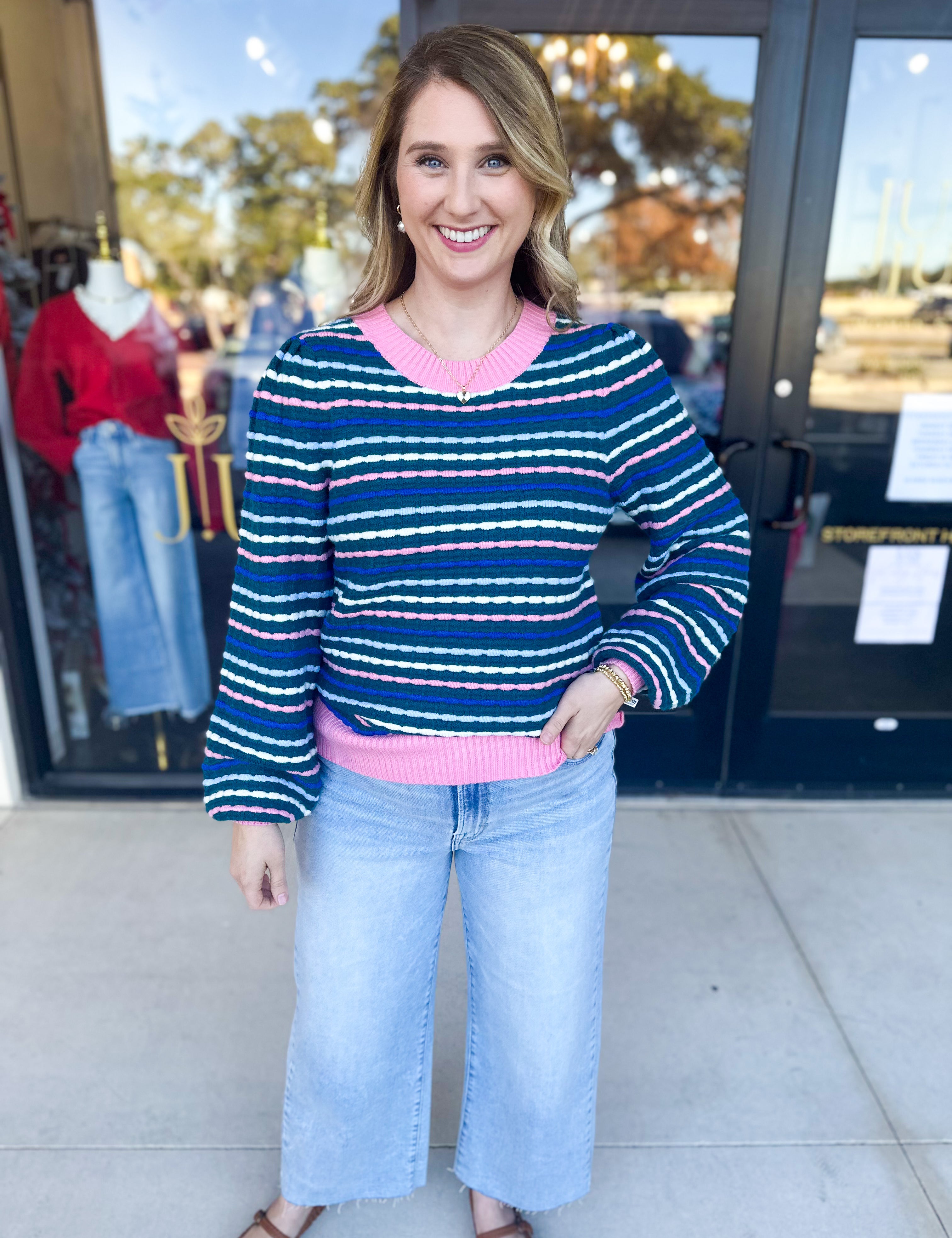 Mary Square - Annabelle Sweater - Teal-230 Sweaters/Cardis-MARY SQUARE-July & June Women's Fashion Boutique Located in San Antonio, Texas
