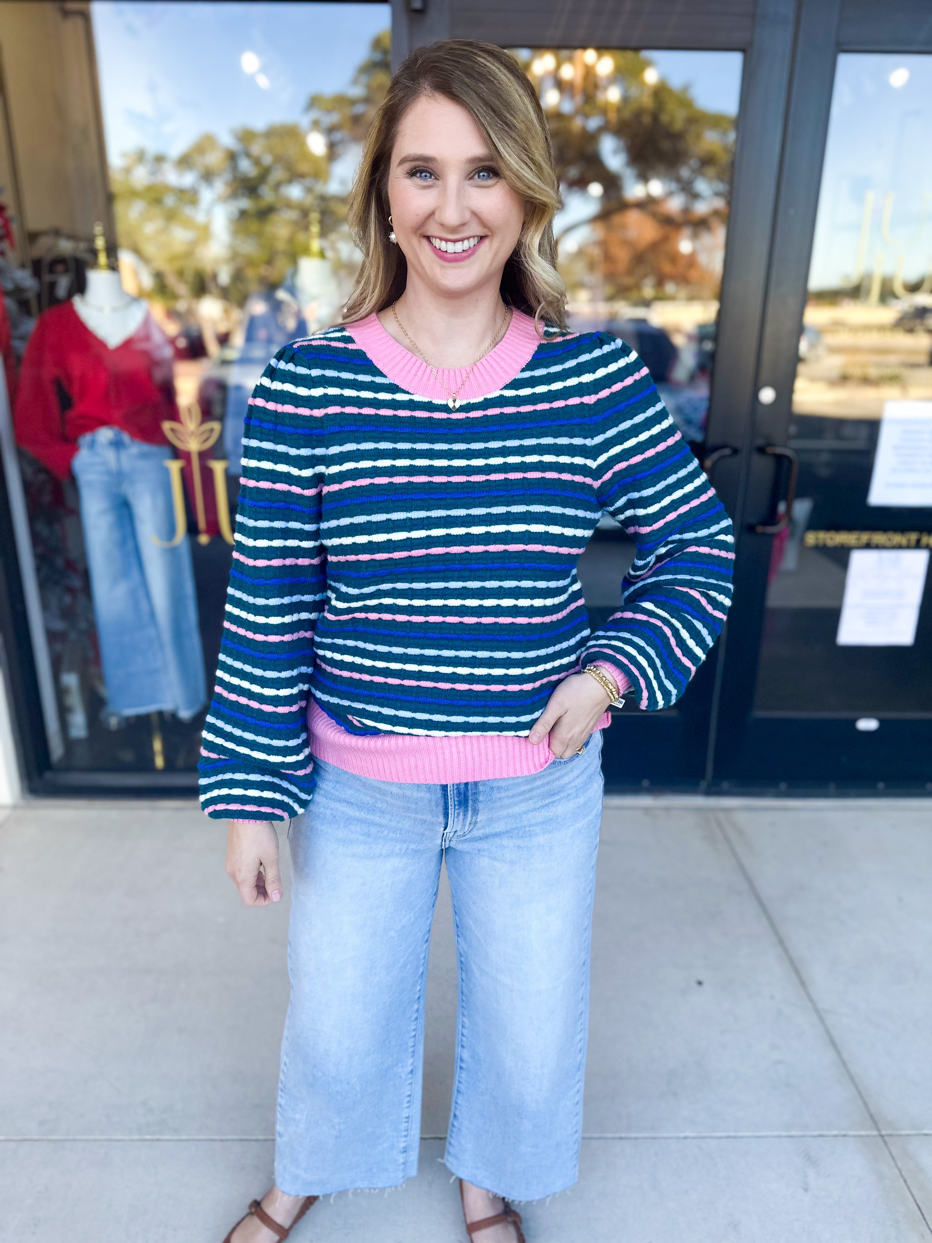 Mary Square - Annabelle Sweater - Teal-230 Sweaters/Cardis-MARY SQUARE-July & June Women's Fashion Boutique Located in San Antonio, Texas