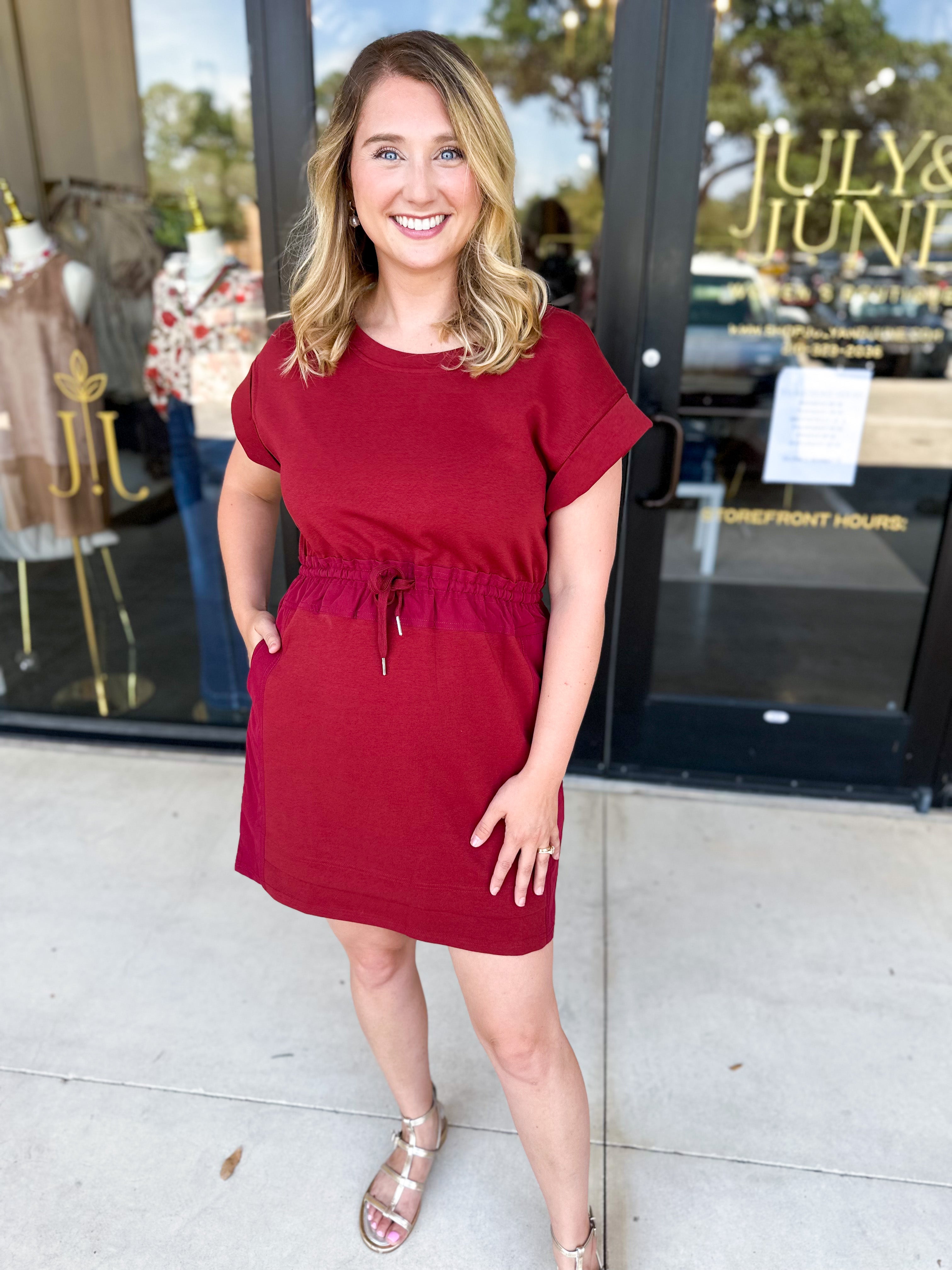 The Everyday Active Mini Dress - Burgundy-510 Mini-JODIFL-July & June Women's Fashion Boutique Located in San Antonio, Texas
