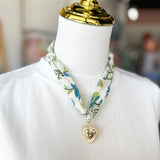 Scarf Necklace - Blue & Green Garden-110 Jewelry & Hair-HART DESIGNS-July & June Women's Fashion Boutique Located in San Antonio, Texas