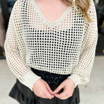 Foil Knit Sweater Top - Champagne Gold-230 Sweaters/Cardis-ALLIE ROSE-July & June Women's Fashion Boutique Located in San Antonio, Texas