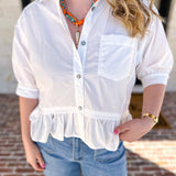 The Move with Grace Top - White-200 Fashion Blouses-ENTRO-July & June Women's Fashion Boutique Located in San Antonio, Texas