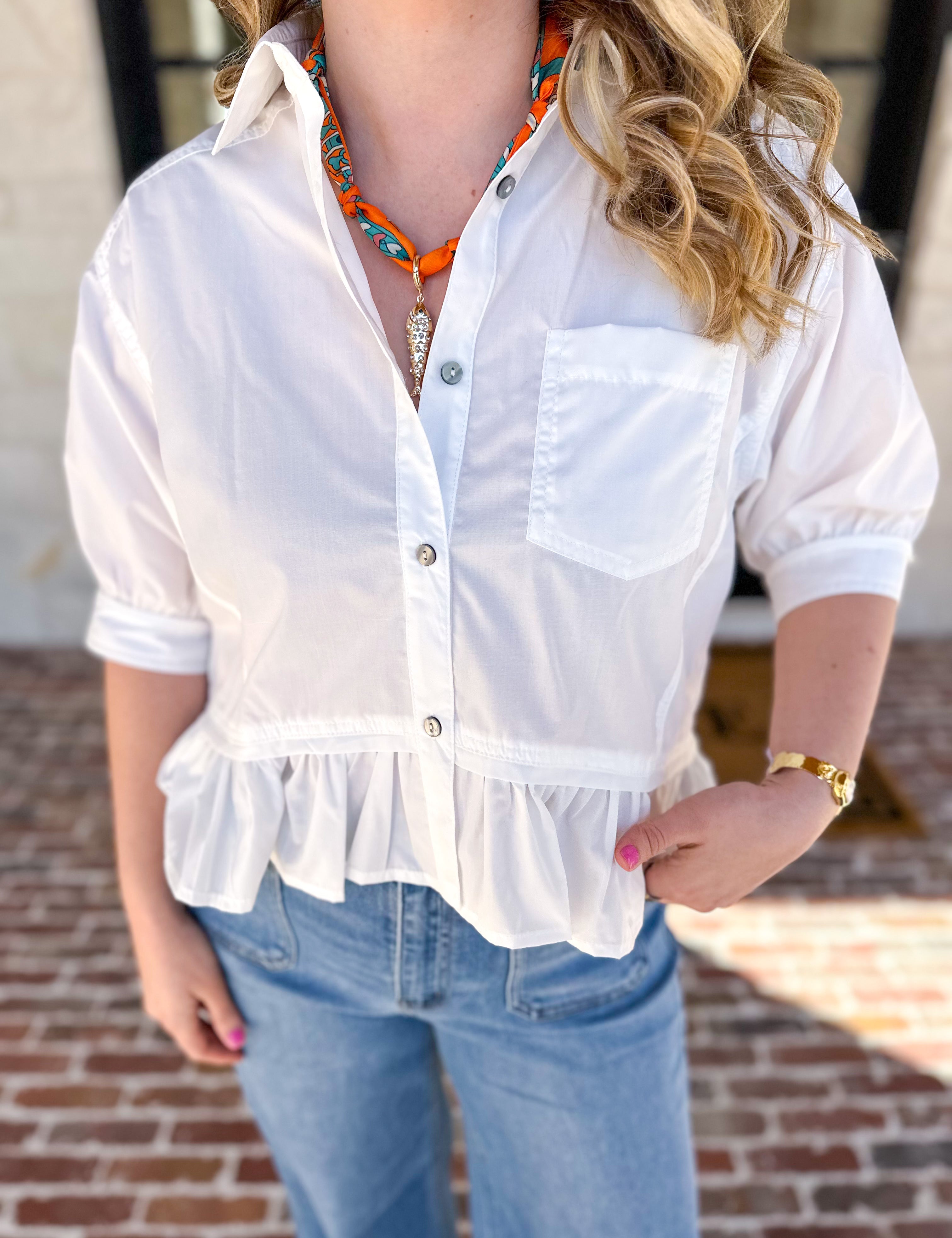 The Move with Grace Top - White-200 Fashion Blouses-ENTRO-July & June Women's Fashion Boutique Located in San Antonio, Texas