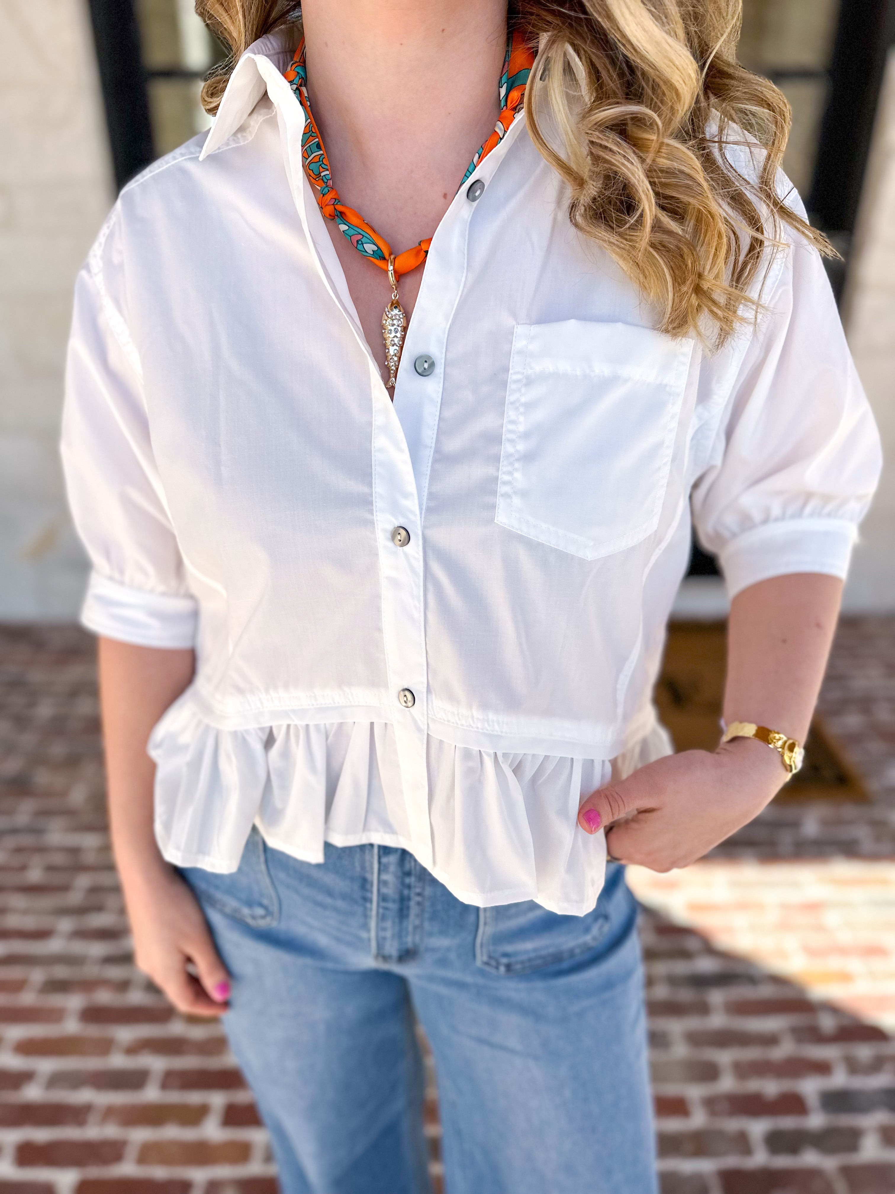 The Move with Grace Top - White-200 Fashion Blouses-ENTRO-July & June Women's Fashion Boutique Located in San Antonio, Texas