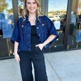 Short Sleeve Denim Jacket-600 Outerwear-TCEC-July & June Women's Fashion Boutique Located in San Antonio, Texas