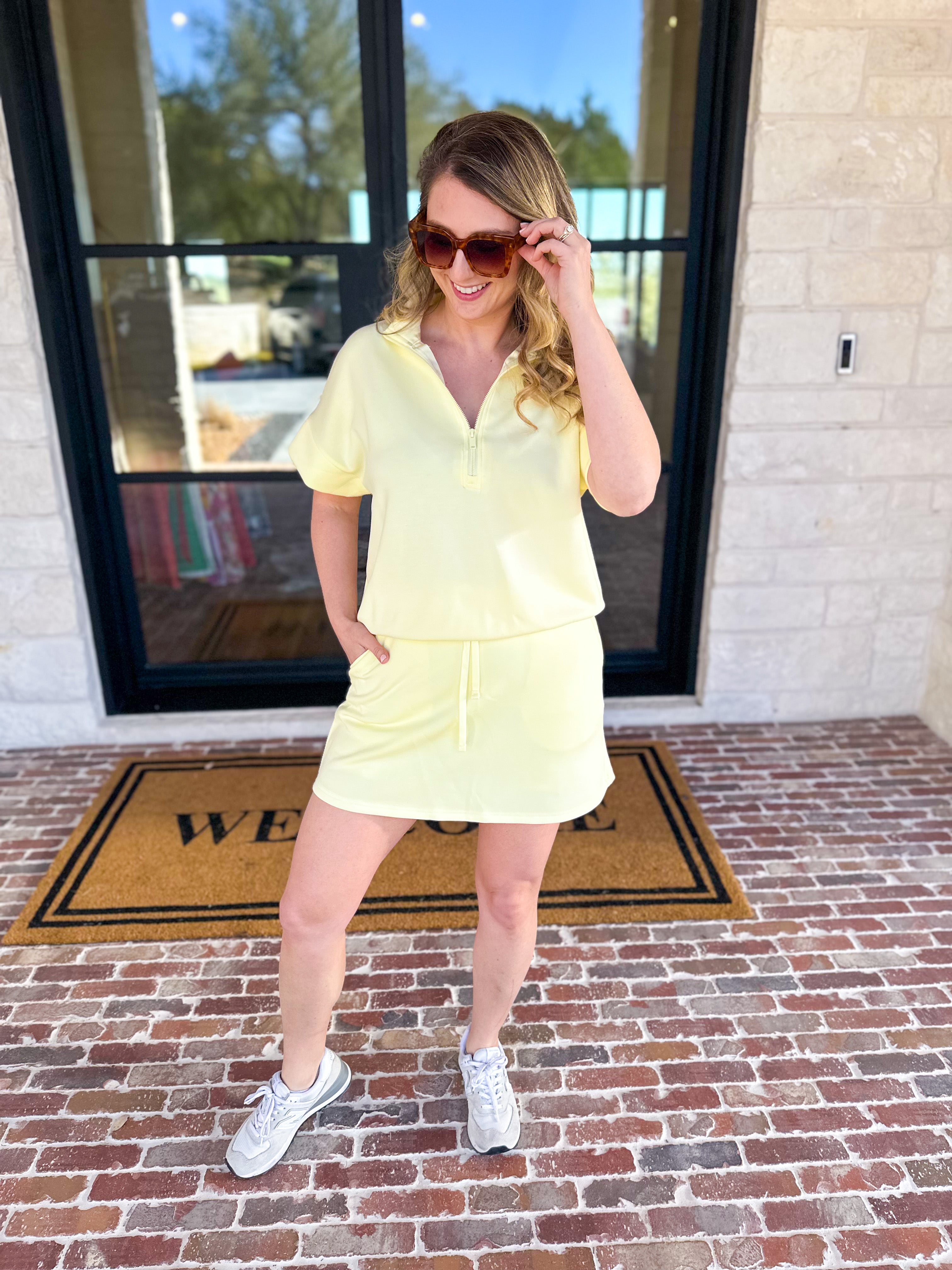 Weekend Traveler Skort Set - Lemon-300 Athleisure/Lounge-RAE MODE-July & June Women's Fashion Boutique Located in San Antonio, Texas
