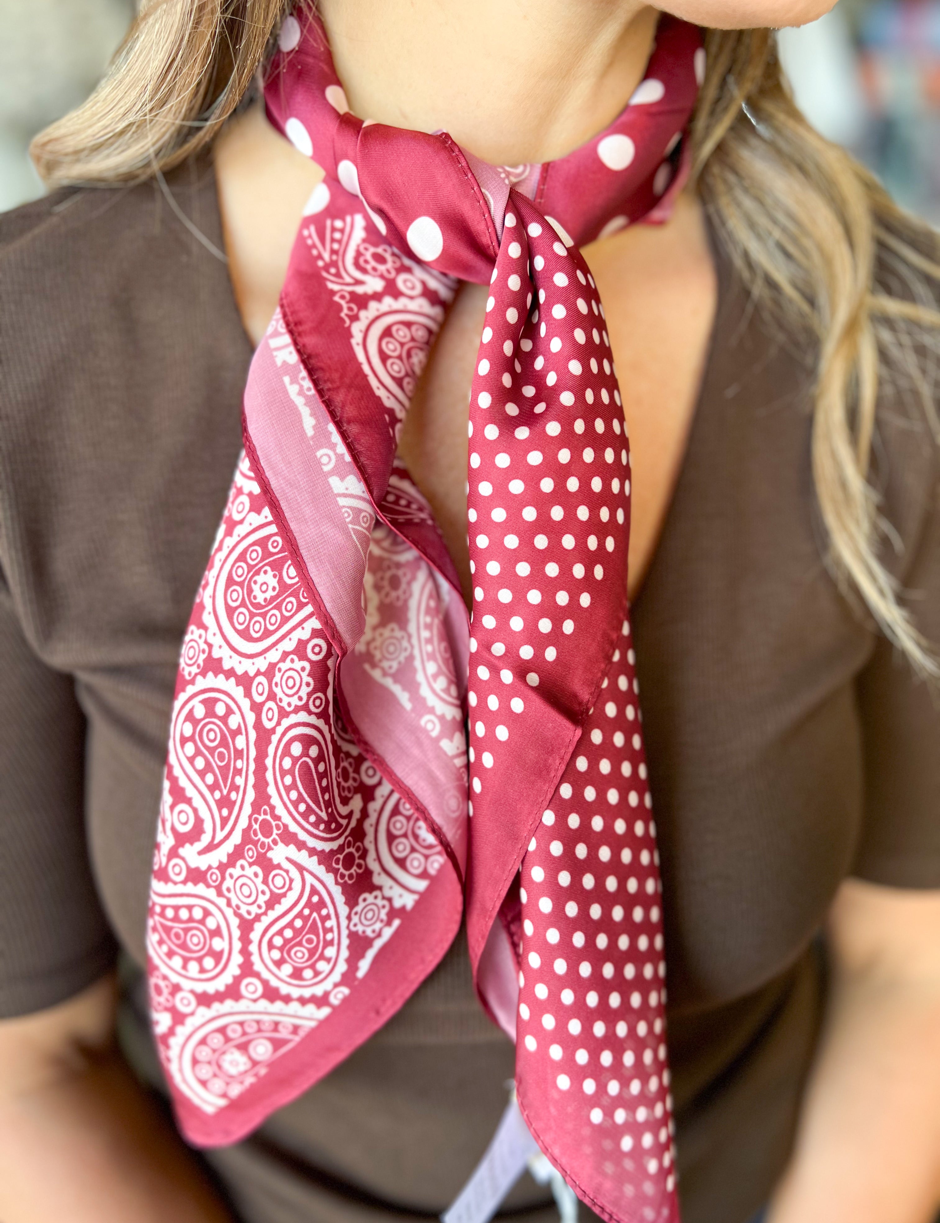 Paisley Square Scarf - Wine-130 ACCESSORIES-SHIRALEAH-July & June Women's Fashion Boutique Located in San Antonio, Texas