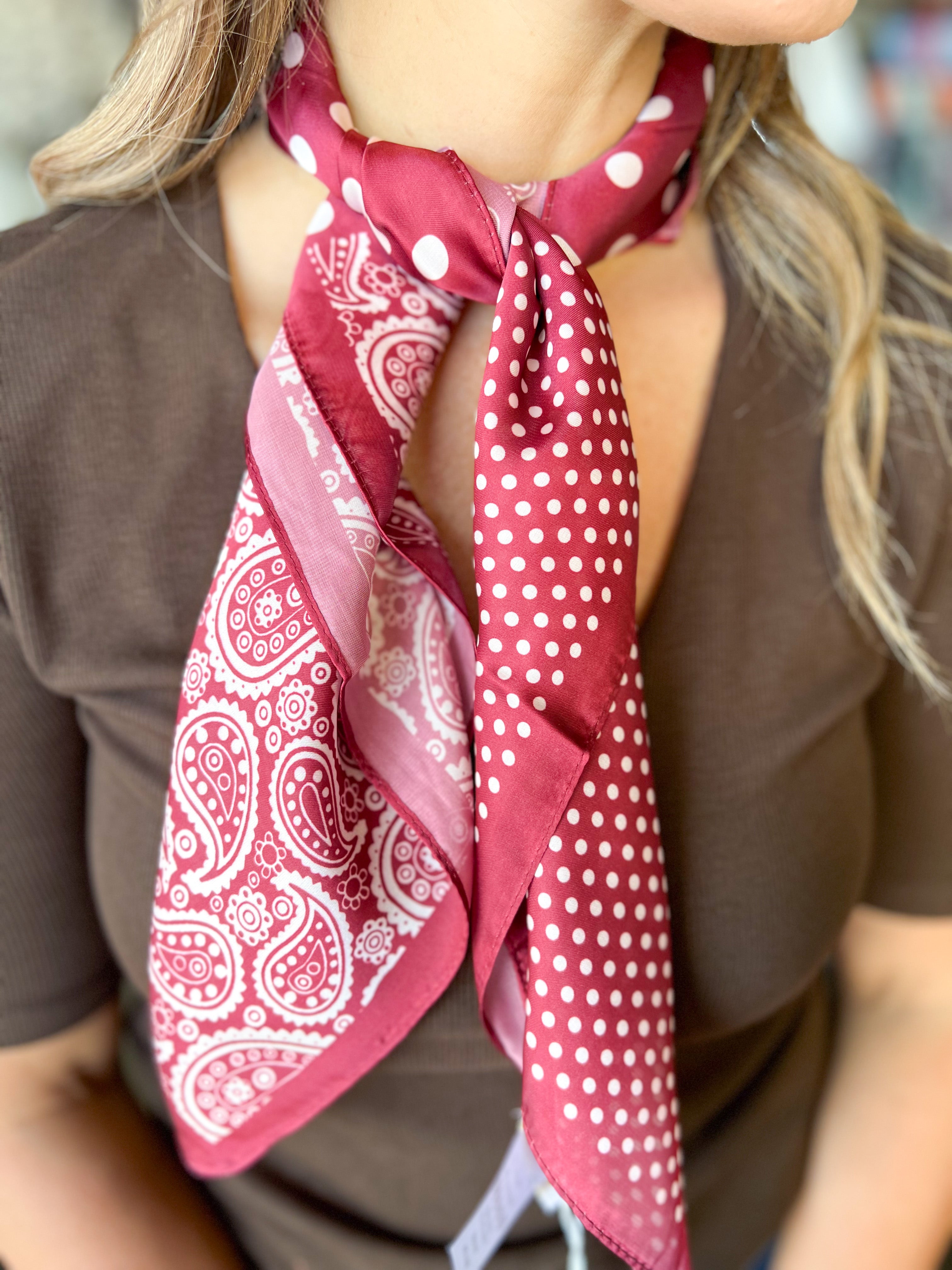 Paisley Square Scarf - Wine-130 ACCESSORIES-SHIRALEAH-July & June Women's Fashion Boutique Located in San Antonio, Texas